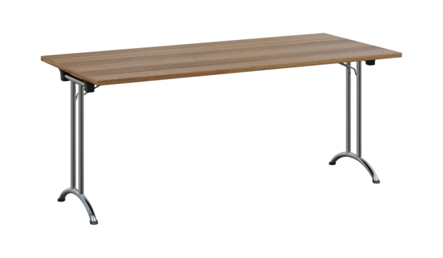 SLC 180 chrom skládací jednací stůl 1800x800, deska 25 mm, podnož chrom, deska ořech světlý